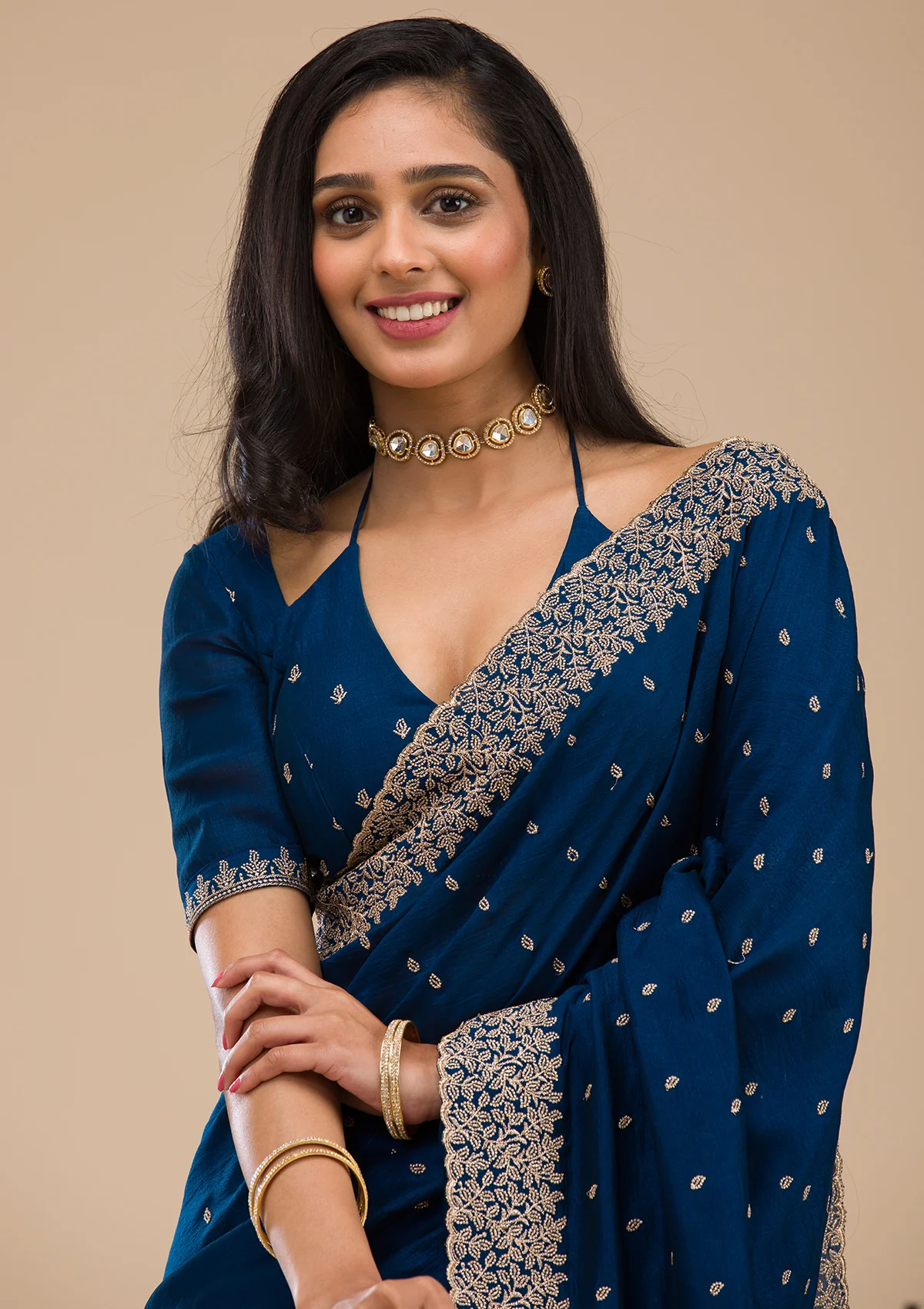 koskii-navyblue-zariwork-softsilk-designer-saree-saus0040043_navy_blue_2_5.webp Navy Blue Zariwork Soft Silk Saree - Image 1