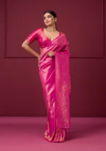 Pink Zariwork Art Silk Saree - Image 3