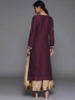 Purple Yoke Design Silk Kurta - Image 3