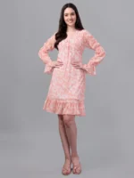 DRESSES FOR WOMEN WESTERN WEAR PEACH COLOR DRESS